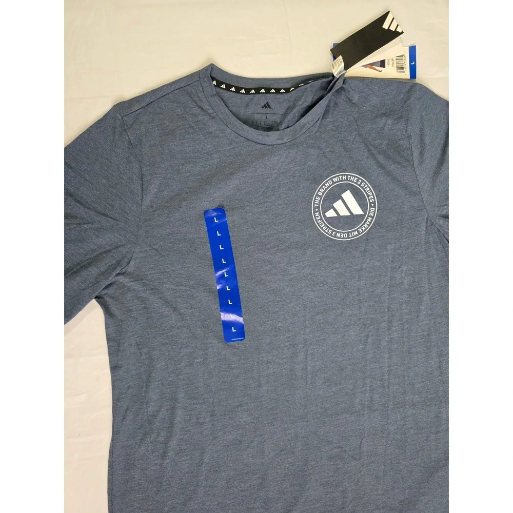 Adidas Mens CSCO Emblem Graphic Tee Blue Heather T-Shirt KU9183 Large